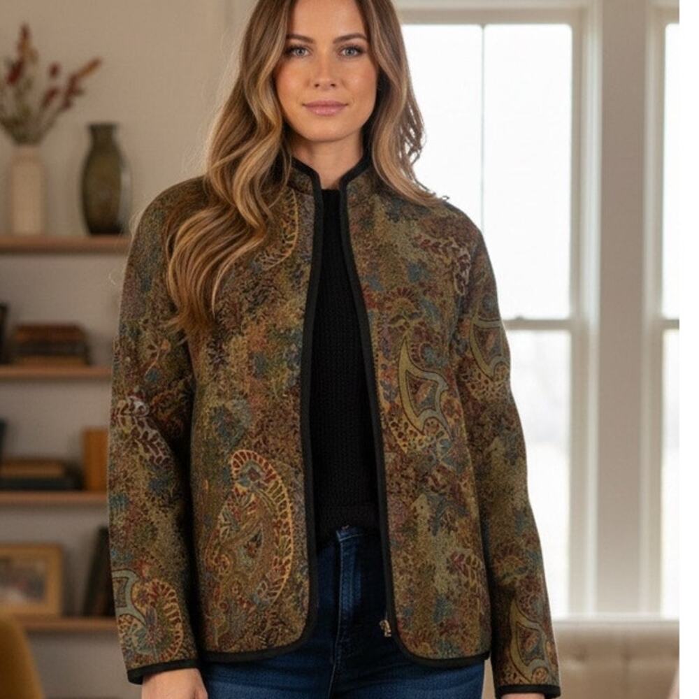 Vintage brocade tapestry woven paisley jacket